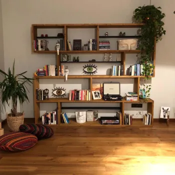 Corp biblioteca, Hanah Home, CPT6004-200, 200x200x30 cm, Lemn, Maro imagine