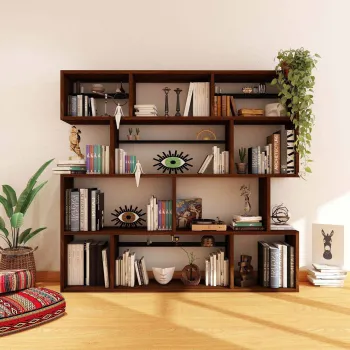 Corp biblioteca, Hanah Home, CPT6007-200, 200x200x30 cm, Lemn, Maro imagine
