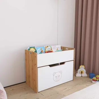 Corp biblioteca, Hanah Home, Dove Toy Box, 70x55x35 cm, Alb / Natural imagine