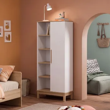 Corp biblioteca, Hanah Home, Etto, 71x179.3x36 cm, PAL MELAMINAT, Lemn / Stejar alb imagine