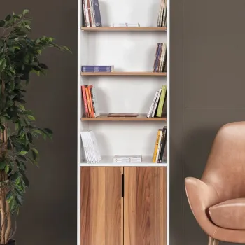 Corp biblioteca, Hanah Home, Evm 8101, 60x187x30 cm, PAL, Alb/Maro imagine