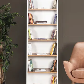 Corp biblioteca, Hanah Home, Evm 8121, 60x187x30 cm, PAL, Alb/Maro imagine