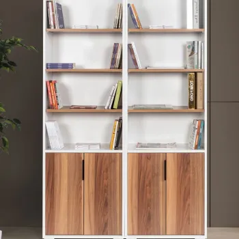 Corp biblioteca, Hanah Home, Evm 8201, 120x187x30 cm, PAL, Alb/Maro imagine