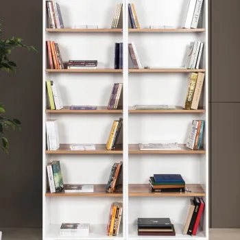Corp biblioteca, Hanah Home, Evm 8221, 120x187x30 cm, PAL, Alb/Maro imagine