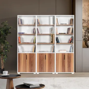 Corp biblioteca, Hanah Home, Evm 8301, 180x187x30 cm, PAL, Alb/Maro imagine
