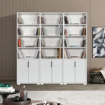 Corp biblioteca, Hanah Home, Evm 8304, 180x187x30 cm, PAL, Alb imagine