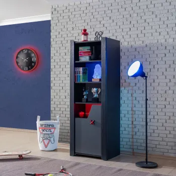 Corp biblioteca, Hanah Home, Gaming Zone, 60x170x45 cm, PAL, Antracit imagine
