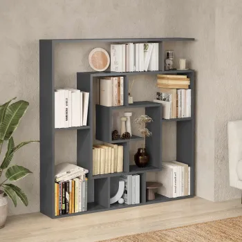 Corp biblioteca, Hanah Home, Granada, 125x128.5x22 cm, PAL, Antracit imagine