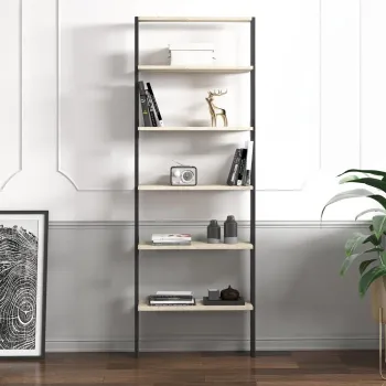 Corp biblioteca, Hanah Home, Hero, 61x180x25 cm, PAL, Travertin / Antracit imagine
