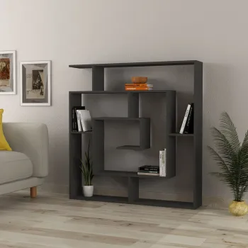 Corp biblioteca, Hanah Home, Labirent, 125x128.6x22 cm, Antracit imagine
