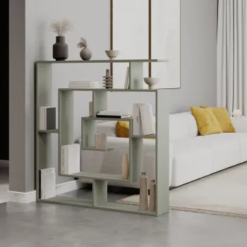 Corp biblioteca, Hanah Home, Labirent, 125x128.6x22 cm, Verde cenusiu imagine