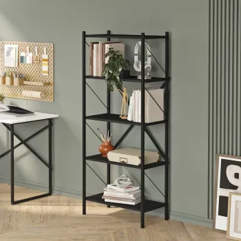 Corp biblioteca, Hanah Home, London, 66x157x34 cm, PAL, Negru imagine