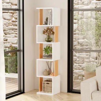 Corp biblioteca, Hanah Home, Milan, 35x161x30 cm, PAL, Alb / Natural imagine