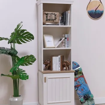 Corp biblioteca, Hanah Home, Monte, 49x164x27.3 cm, PAL MELAMINAT, Crem / Stejar imagine