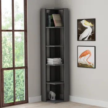 Corp biblioteca, Hanah Home, Nati Corner, 31.8x160.8x31.8 cm, Antracit imagine