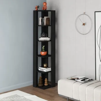 Corp biblioteca, Hanah Home, Nati Corner, 31.8x160.8x31.8 cm, Black Wood imagine