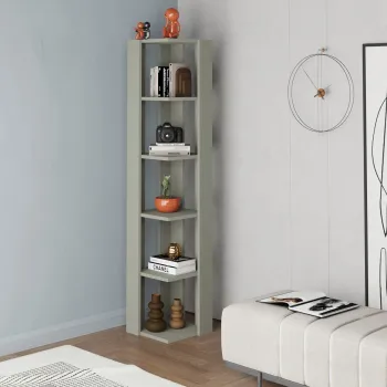 Corp biblioteca, Hanah Home, Nati Corner, 31.8x160.8x31.8 cm, Verde cenusiu imagine