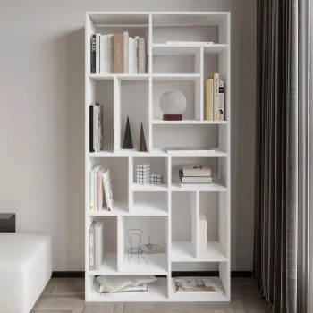 Corp biblioteca, Hanah Home, Nicola, 90x180x30 cm, PAL, Alb imagine