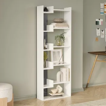 Corp biblioteca, Hanah Home, Palermo, 60.5x163x20 cm, PAL, Alb / Antracit imagine