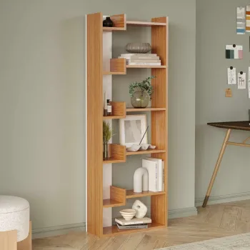 Corp biblioteca, Hanah Home, Palermo, 60.5x163x20 cm, PAL, Natural/Alb imagine