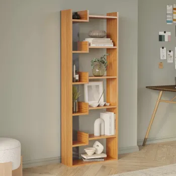 Corp biblioteca, Hanah Home, Palermo, 60.5x163x20 cm, PAL, Natural / Antracit imagine