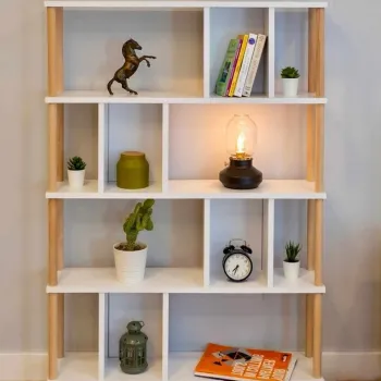 Corp biblioteca, Hanah Home, Peka-0045, 90x137x20 cm, PAL, Alb imagine