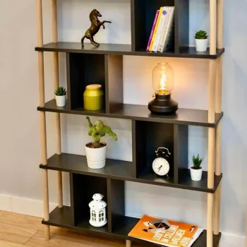 Corp biblioteca, Hanah Home, Peka-0045, 90x137x20 cm, PAL, Antracit imagine