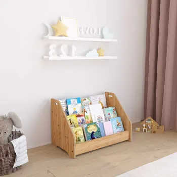 Corp biblioteca, Hanah Home, Phoenix, 57x38x34 cm, Alb / Natural imagine