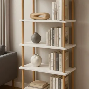 Corp biblioteca, Hanah Home, Pk261, 60x136x25 cm, PAL, Alb imagine