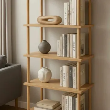 Corp biblioteca, Hanah Home, Pk261, 60x136x25 cm, PAL, Maro imagine