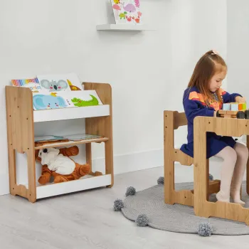 Corp biblioteca, Hanah Home, Seagull, 57x70x34 cm, Alb / Natural imagine