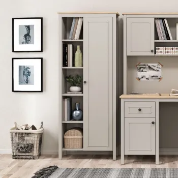 Corp biblioteca, Hanah Home, Sento, 71x179.5x39.5 cm, PAL MELAMINAT, Gri / Stejar imagine