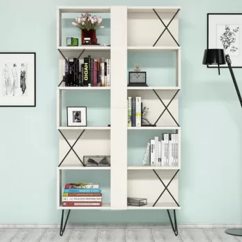 Corp biblioteca, Hommy Craft, Extra, 90x167.3x22 cm, Crema imagine