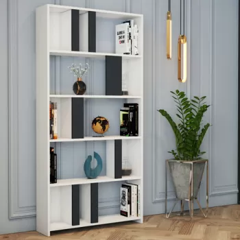 Corp biblioteca, Hommy Craft, Lima, 90x180x20 cm, Alb / Antracit imagine