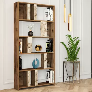 Corp biblioteca, Hommy Craft, Lima, 90x180x20 cm, Nuc / Alb imagine