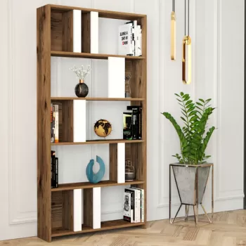 Corp biblioteca, Hommy Craft, Lima, 90x180x20 cm, Nuc / Alb imagine