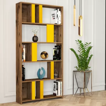 Corp biblioteca, Hommy Craft, Lima, 90x180x20 cm, Nuc / Galben imagine