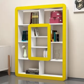 Corp biblioteca, Hommy Craft, Orkide, 108.4x140x21.8 cm, Alb / Galben imagine