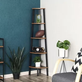 Corp biblioteca Ladder, Vasagle, 32.5 x 34 x 159 cm, otel/PAL, maro rustic imagine