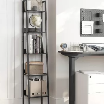 Corp biblioteca Ladder, Vasagle, 33.8 x 30 x 170 cm, PAL/otel, negru imagine