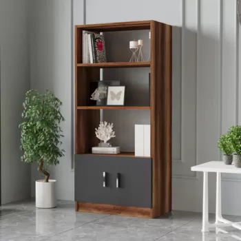 Corp biblioteca, Locelso, Vario D, 63.6x140x37.6 cm, Nuc / Antracit imagine