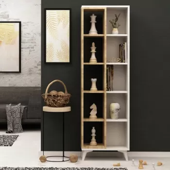 Corp biblioteca, Mod Design, Enzamu, 50x162x25 cm, Alb imagine