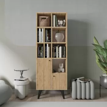 Corp biblioteca, Mod Design, Kiato, 60x170x30 cm, Stejar imagine