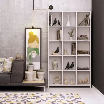 Corp biblioteca, Mod Design, Pritone, 90x160x25 cm, Alb imagine