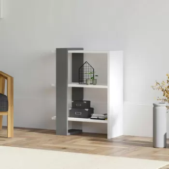 Corp biblioteca, Puqa Design, Funda, 51.8x70x25 cm, PAL, Antracit/Alb imagine