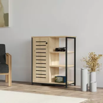 Corp biblioteca, Puqa Design, Ihlamur, 72x83.7x34 cm, PAL, Safir / Negru imagine