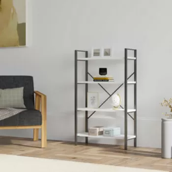 Corp biblioteca, Puqa Design, Mina, 60x100x24 cm, PAL, Alb negru imagine