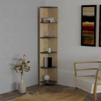 Corp biblioteca, Puqa Design, Porto, 25x160x25 cm, PAL, Safir / Antracit imagine