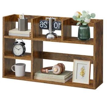 Corp biblioteca / raft de organizare birou si bucatarie, Vasagle, 80x20x50 cm, PAL, maro rustic imagine