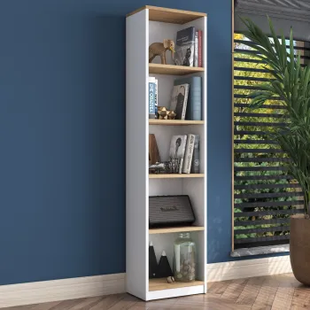 Corp biblioteca, Rani, HC111, 40x161.8x25 cm, PAL, Alb/Maro imagine